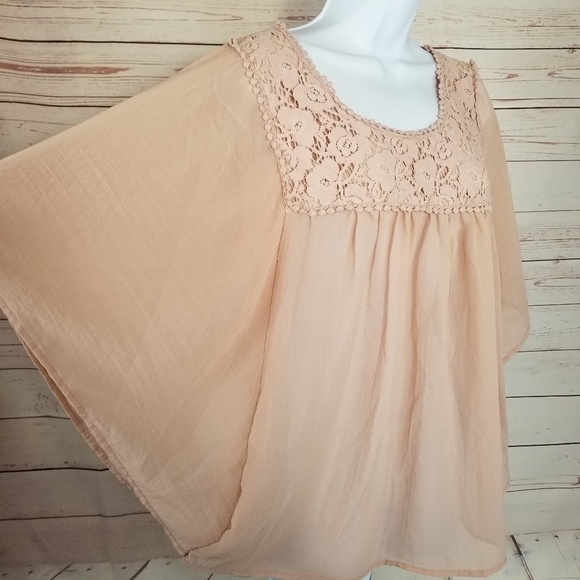 Xhilaration Women's L Batwing Semi Sheer Tunic Top - Picture 6 of 8